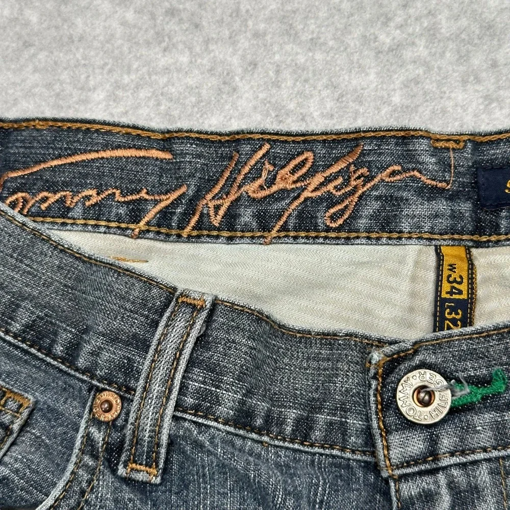 VTG Y2K Tommy Hilfiger Mens Jeans Dark Wash Straight Leg Premium Denim W34 L32